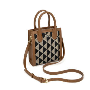 Tas Slingbag Mini Daesoo Motif Geometris Poliester Warna Khaki