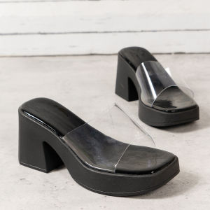 Free Shipping WomenS Thick-Soled PVC Slippers With A Chunky Heel Available In Candy Colors Waterproof And Designed For Outdoor Wear