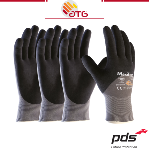 [3 PAIRS] ATG MaxiFlex Ultimate 34-875 Cut Resistant Safety Gloves Touchscreen Black Grey