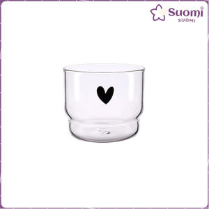 Suomi Transparent Smile and Love Glass Cup 300ml Heat Resistant