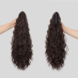 BEAUTYLADIES Ombre Claw Clip Ponytail Wig Corn Perm Ponytail Extension Pony Tail Hairpiece Heat Resistant Fiber Clip in Long Wavy Curly Ponytail for Women