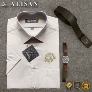 Kemeja Alisan Pria Polos Reguler dan Slimfit Lengan Pendek Harga Termurah