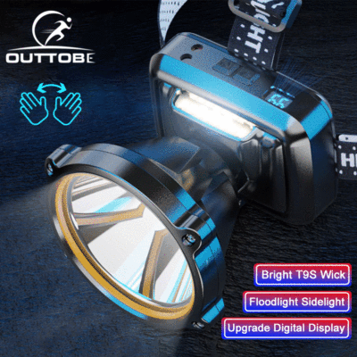 Outtobe Headlamps LED Headlight Digital Display Super Bright Headlamp Headlamp Flashlight 1000M Illumination Headlamp Flashlight Intelligent Sensing Headlights for Running Fishing Wild Adventure