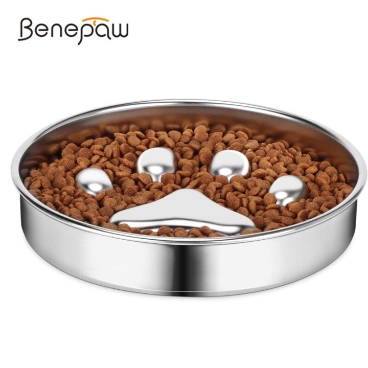 Benepaw Stainless Steel Dog Bowl Anti-Gulping Slow Feeder Safe Washable Pet  Food Water Bowl Small Medium Large Dog Slow Eating | Lazada