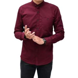 Kemeja pria slimfit Kemeja kantor Kemeja polos seragam keren full Cotton M L XL Alkhalis