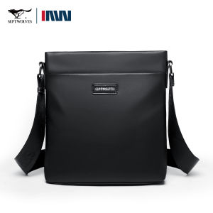 SEPTWOLVES Leather Business Sling Bag Men Waterproof Crossbody Shoulder Bags Side Bags For Men Work Office Casual Commuter