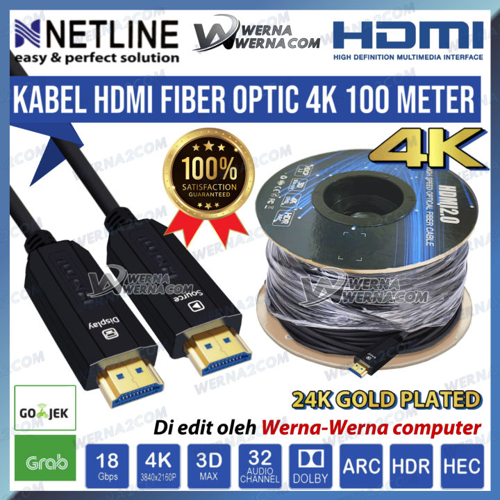 Kabel HDMI Fiber Optic FO 100 Meter Support 4K HDR 3D ARC