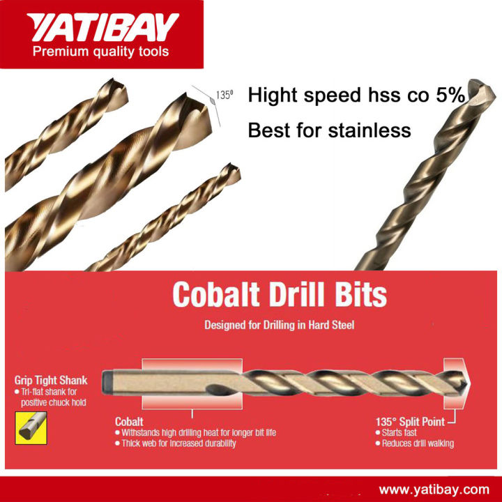 yatibay high quality straight shank stainless steel drill bit containing 5%  cobalt twist drill bit Lazada PH