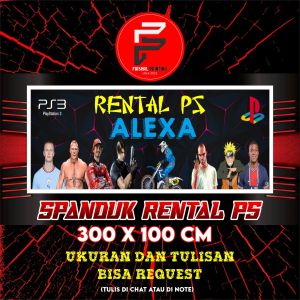 Spanduk Rental Playstation / Banner PS / Banner Rental Ps / Banner Kustom Ukuran 3 x 1 m
