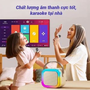[ BỘ 1 LOA 2 MIC ] Loa Bluetooth Karaoke Kinyo K12 Tặng Kèm 2 Mic Hát  Loa Karaoke Không Dây Âm Thanh Bass Hay Cùng Đèn Led  Nhỏ Gọn  Tiện Lợi - BẢO HÀNH 1 ĐỔI 1 từ MƯỜNG THANH ROYAL