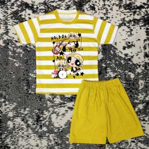 Setelan Anak Perempuan One Set Salur Gambar Rose APT