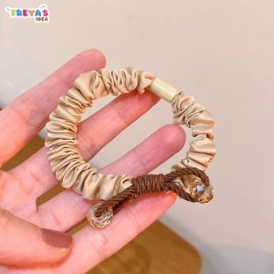 FR-C1132 Ikat Rambut Scrunchie Kecil Ponytail Aksen Permata / Karet Rambut Aksesoris Rambut Wanita