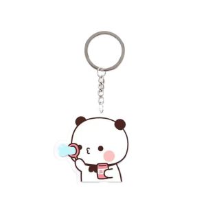 SWEET LORD Acrylic Super Cute Couple Keychain Cartoon Animal Cute Cartoon Bubu Dudu Key Chain Exquisite Kawaii Bubu Dudu Panda Bear Keyring School Bag Accessories