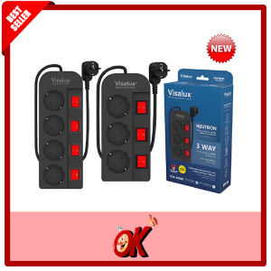 WokeOkay Stop kontak colokan listrik plus switch On Off 3 dan 4 lubang 2 meter Neutron Visalux