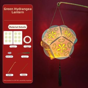 DFYER56 LED Glowing Light Hydrangea Paper Lantern Hollow Out Design Paper Craft Kit Glowing Flower Lamp Glowing Toy For Kids Chinese Style DIY Festival Craft Kit Lantern Kindergarten Craft Class
