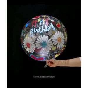 Balon BOBO PVC Motif Happy Birthday LOVE Transparant Bening ukuran 20 inch satuan Murah