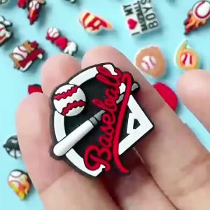 baseball suit Clog accessories pvc Soft rubber cute sports shoe flower buckle DIY Shoe decoration buckle 7 Word buckle