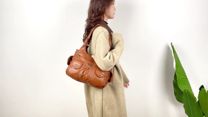 Womens Multi Pocket PU Leather Handbag with Trendy Punk Rivet Studded Style Work Shoulder Bag for Various Occasion