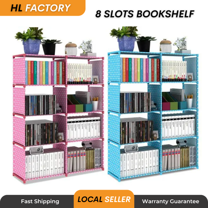 HLFACTORY Korean DIY Bookshelf 5 Tier with 8 Columns Bookcase Storage
