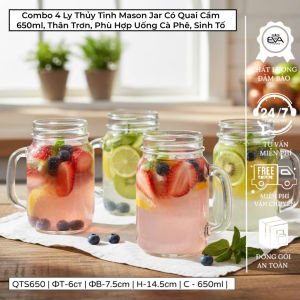 Set 4 Ly Thủy Tinh Hình Quả Dứa 480ml - Cốc Trái Thơm Decor Đựng Sinh Tố Nước Ép Cao Cấp