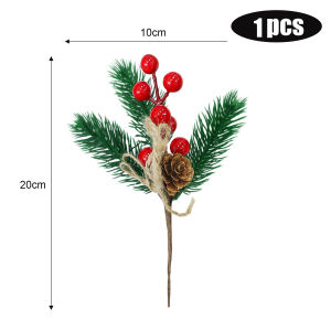 YESPERY 10Pcs Christmas Red Berry Stems Branches Artificial Berry with Pine Needles and Cones Craft Wreath Xmas Tree Decoration
