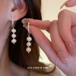 Frascati Elegant Freshwater Pearl Tassel Long Dangling Drop Earrings For Women Cubic Zircon Wedding Party Gift Charm Jewelry