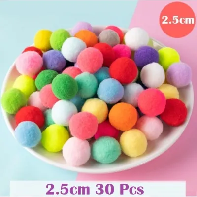 MY Ready Stock Pom Pom Ball Fluffy Ball Assorted Colour Bebola Diy Montessori Material Various Size and Colour
