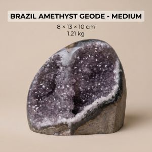Natural Brazil Amethyst Geode Medium 8 x 13 x 10 cm 1.21 kg | Self-Standing Light Purple Quartz | Home Decor | Unique Gift