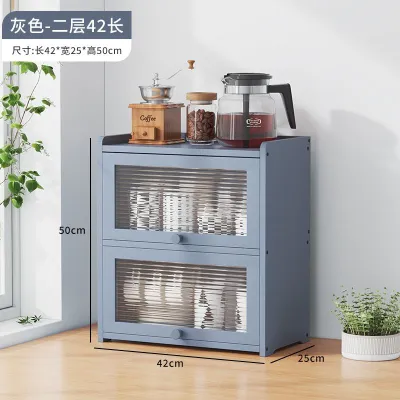 Kitchen Table Top Storage Cabinet Storage Cabinet Cupboard Partition Storage Space-Saving Household Multi-Layer Solid Wood Foldable Sealed Dustproof Kitchen Desktop Water Cupboard Cabinet