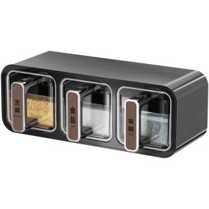 GAOSU ปิดผนึก ชั้นวางเก็บเครื่องเทศ พร้อมช้อน ไม่มีการเจาะ ภาชนะเก็บเครื่องเทศ หรูหราเบา รวมช้อน ขวดเครื่องปรุงในครัว ครัวเรือน