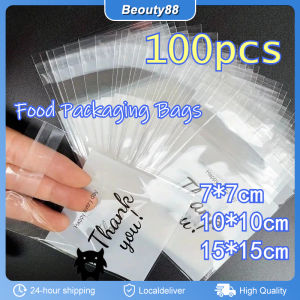 100 PCS Thank You Cookie Bags Self-Adhesive Packaging Bags Food Packaging Pouches Simple