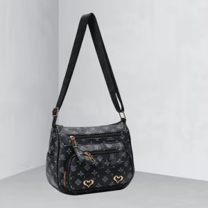 Homer Viella PU Leather Sling Bag for Woman Adjustable Strap Heart Front Design Crossbody Bag