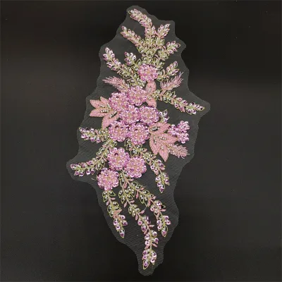 Lace Bordir Payet Full Import Motif Bunga 3D Patch Applique Gaun Pengantin & DIY Craft