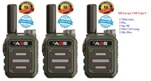 Bộ 3 Bộ đàm Mini Phong cách Quân đội ABS G63 bền bỉ (Sạc đế Hỗ trợ sạc USB Type C Pin Trâu Thiết kế đẹp)