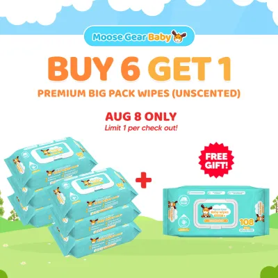 Moose Gear Baby Wipes Premium Unscented 648sheets 6PACKS w/ Vitamin E & Aloe Extract Thick & Soft