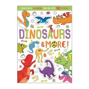 Dinosaurs Cute Colouring Book For Kids with Over 50 Stickers & Dino Scenes