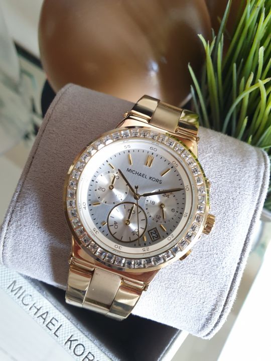 Michael Kors MK5623 Mini Dylan Fixed Crystal Bezel 38mm White Dial ...