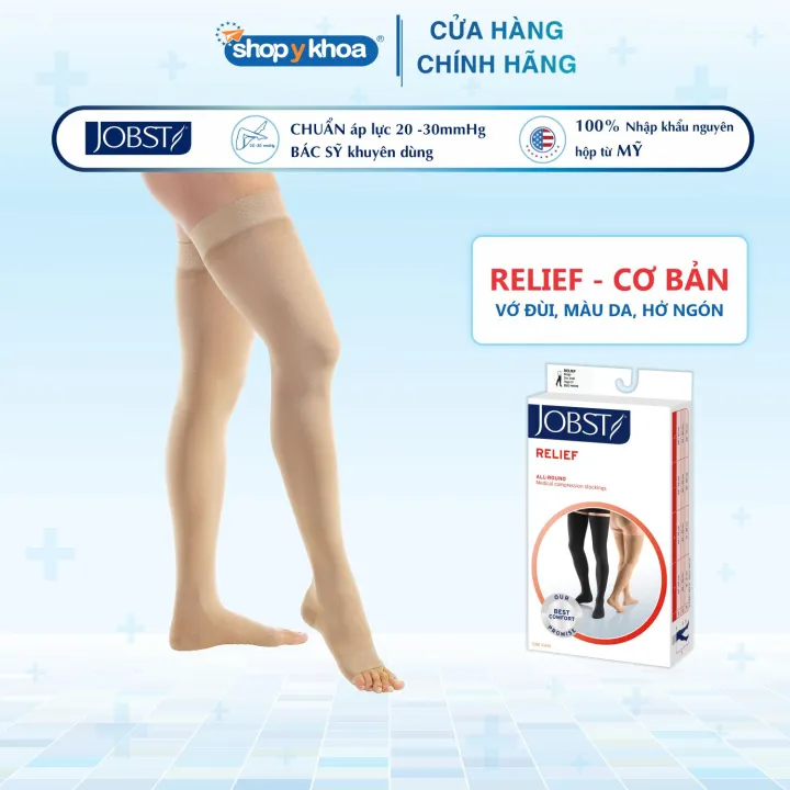 Vớ Y Khoa JOBST Relief Đùi, Màu Da, Hở Ngón, Suy Giãn Tĩnh Mạch, Áp Lực 20-30mmHg (Tất Y Khoa)
