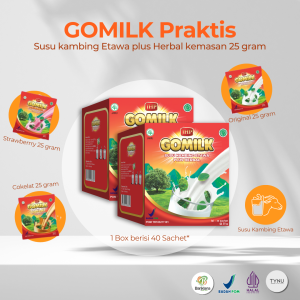 Gomilk susu kambing etawa plus herbal kemasan sachet 25 gram susu obat maag | 1 Box 40 Sachet