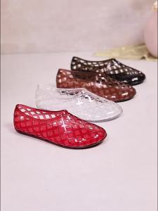 [Free Shipping] Mesh Flat Sandals Breathable Crystal Jelly Hollow Design Comfortable Non-Slip Versatile WomenS Casual Shoes