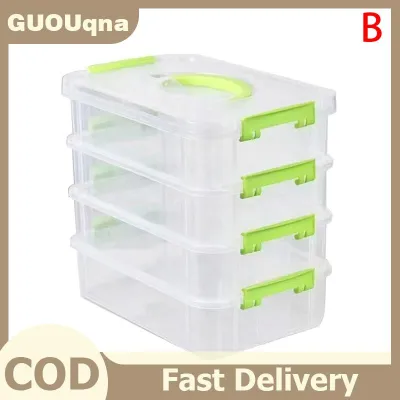 GUOUqna 4 lớp Stackable bàn lưu trữ Organizer nhựa trong suốt trang điểm Organizer Box bền đồ trang sức container Thùng ngăn kéo bảng