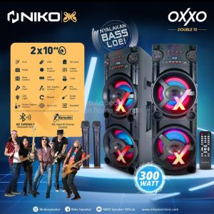 NIKO Oxxo Double 10 inch  / 12 inc Portable Speaker Aktif 300 Watt Bluetooth PRODUK TERBARU!!!