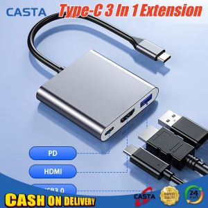 3 In 1 Usb-C Usb Hub Male To Female Hdmi-Compatible 4k Usb 3.1 Type-C To Usb 3.0 Charging Adapter For Macbook Air 12 Converter