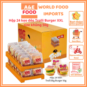 Hộp 24 kẹo dẻo Trolli Burger XXL size khủng 50g