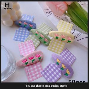 Hayating 50Pcs Colorfu Lattice Half Folded Card Hair Accessories Cardboard Display Card Labels Hair Rope Packaging Card Hanging Tag Label