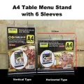 A4 Paper Table Menu Stand Cafe Restaurant with 6 Sleeves Horizontal Vertical Type 2360.1. 