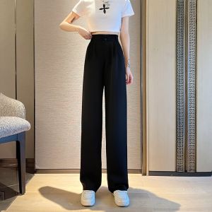 [S-4XL]Celana Setelan Gaya Korea Wanita Longgar Drape Berpinggang Tinggi Celana Pel Kasual Kaki Lebar