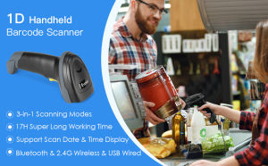 Eyoyo 1Dไร้สายเครื่องสแกนบาร์โค้ดพร้อมจอแสดงผลวันที่ฟังก์ชั่นBluetoothและ2.4G Wireless & USBสายเครื่องอ่านบาร์โค้ดเชื่อมต่อPCโทรศัพท์iPadในคลังสินค้าซูเปอร์มาร์เก็ตLibrary