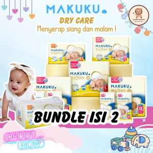 BUNDLE ISI 2 MAKUKU Dry Care TWINPACK Popok Bayi Sekali Pakai Tipe Celana / Perekat