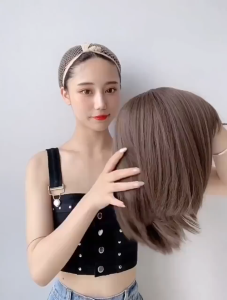 【Fast delivery】Wig Woman Natural Realistic Air Bangs Wig Full Head Cover Wig Short Hair-COD